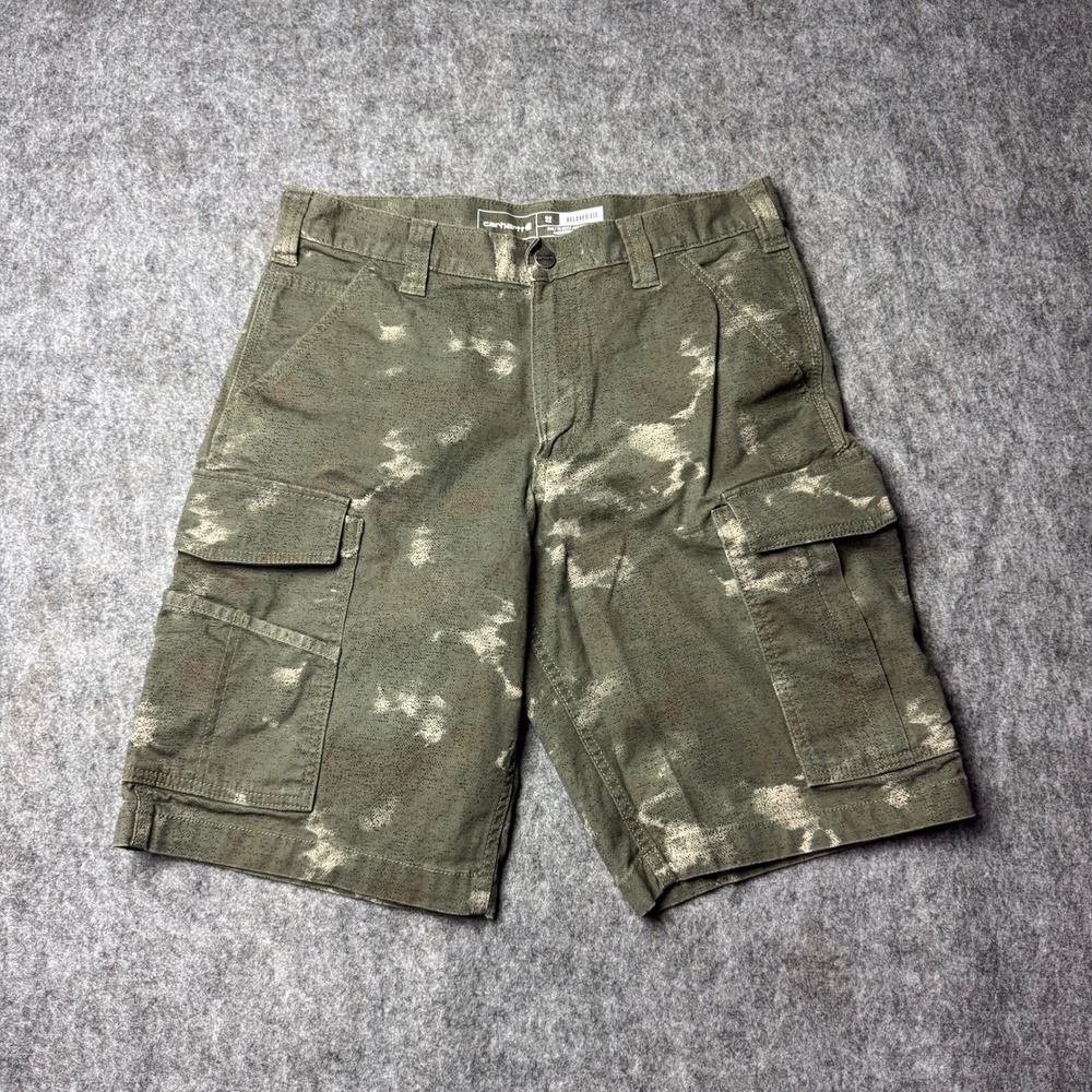 Carhartt Cargo Shorts Mens 32 Olive Green Camo Relaxed Fit Workwear Utility